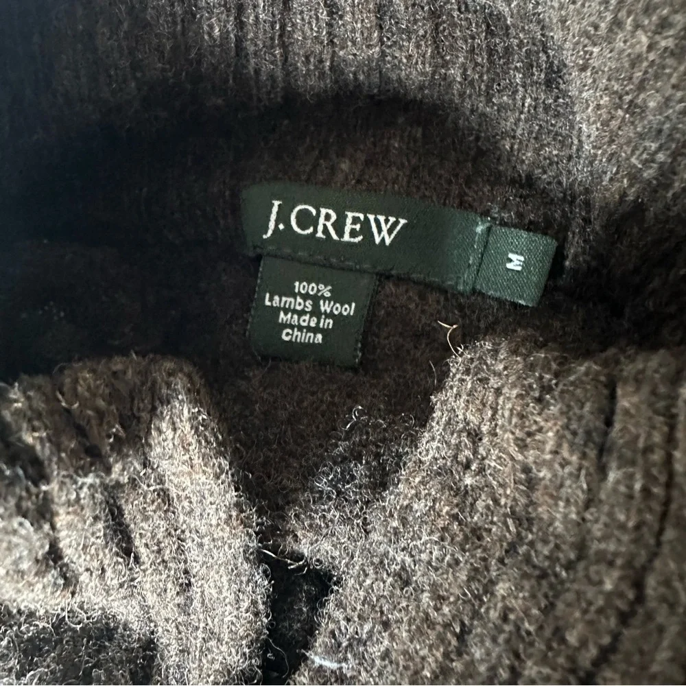 J. Crew Men's Zip Up Wool Sweater - Gray, Cream, and Brown Argyle
